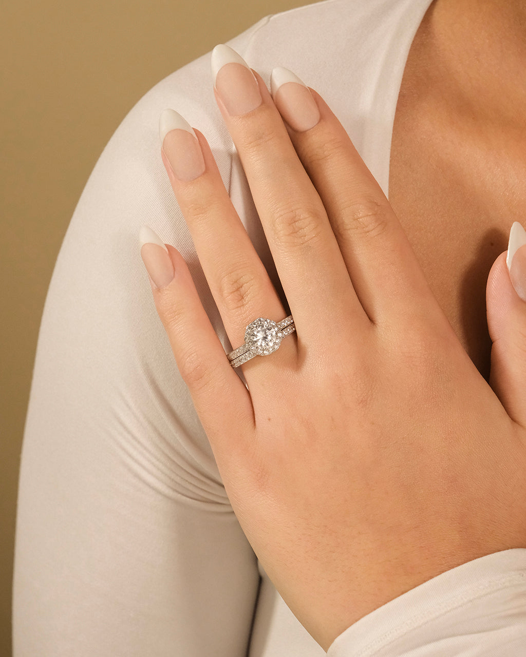 Sterling Silver Octagon CZ Ring with Band