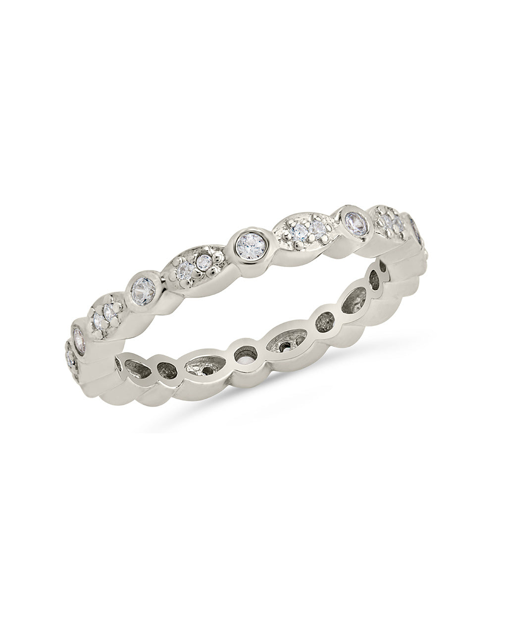Sterling Silver CZ Bezel Band Ring