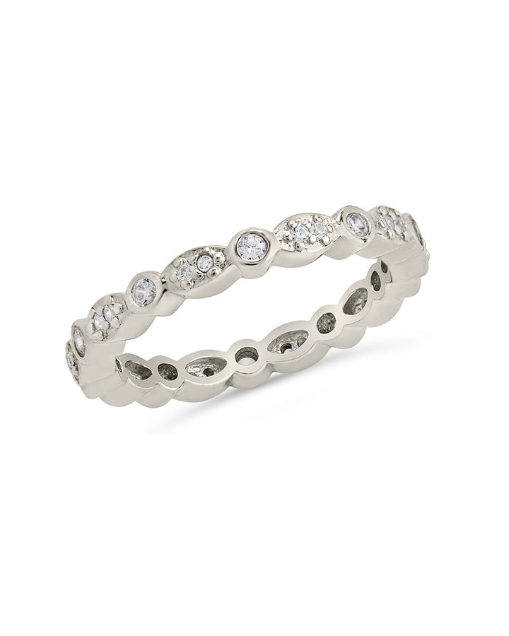 Sterling Silver CZ Bezel Band Ring