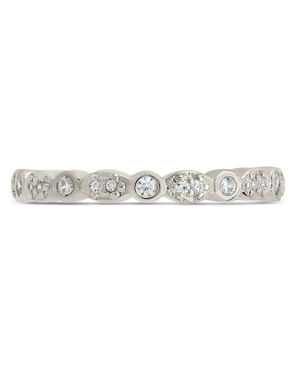 Sterling Silver CZ Bezel Band Ring