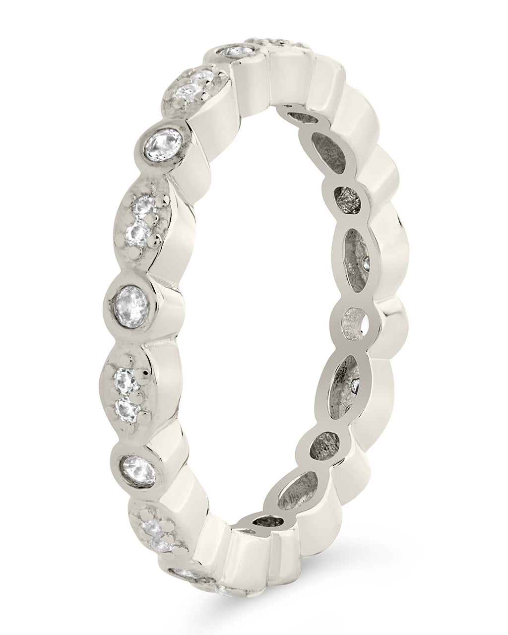 Sterling Silver CZ Bezel Band Ring