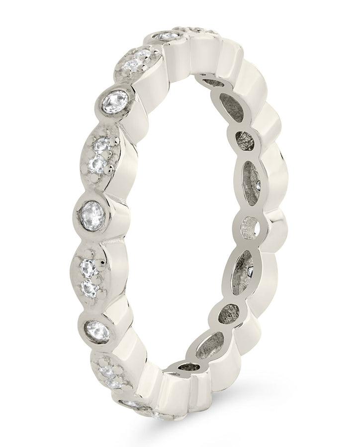 Sterling Silver CZ Bezel Band Ring