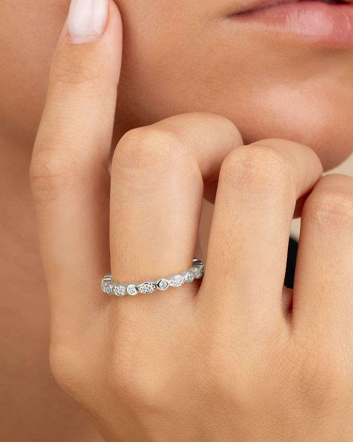 Sterling Silver CZ Bezel Band Ring