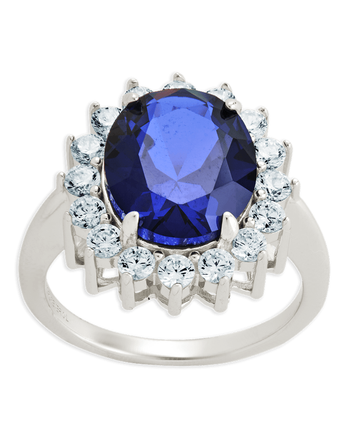 Sterling Silver Sapphire Halo Ring