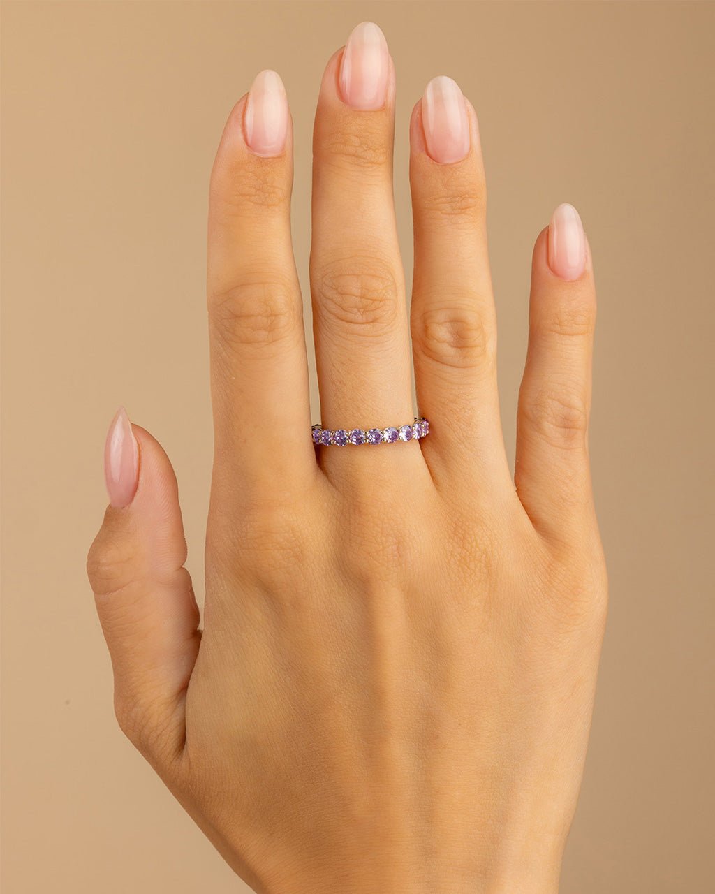 Sterling Silver Gracie Amethyst CZ Eternity Ring
