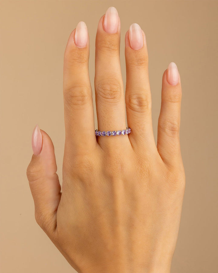 Sterling Silver Gracie Amethyst CZ Eternity Ring