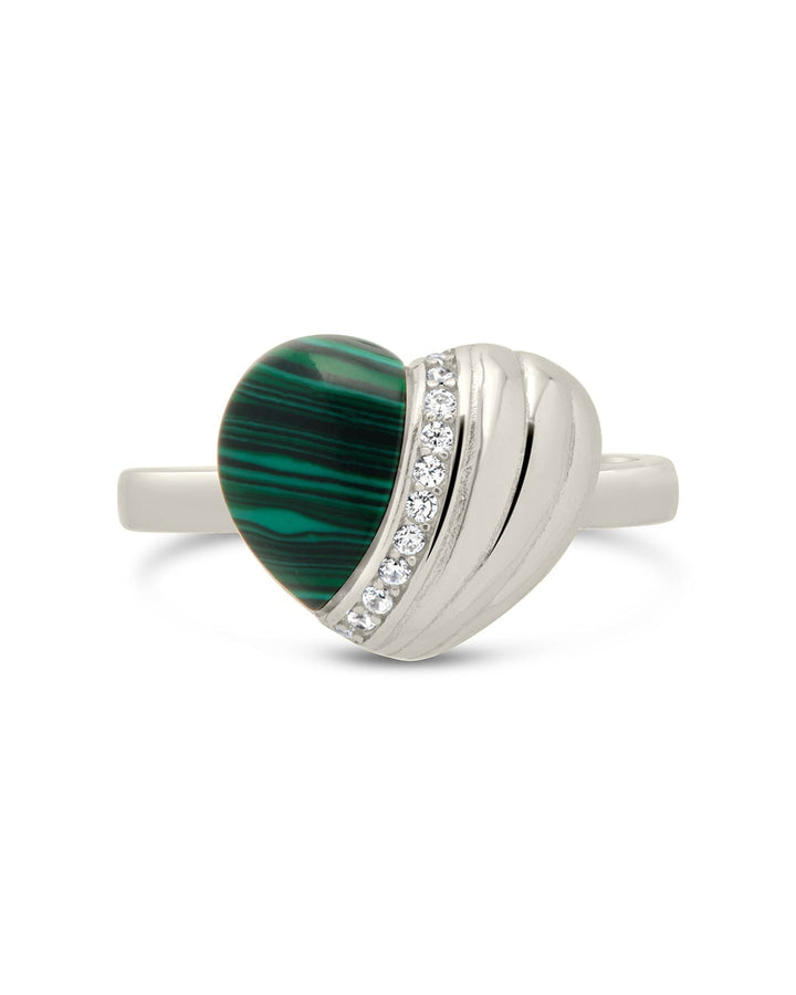 Hollis Malachite & CZ Heart Ring