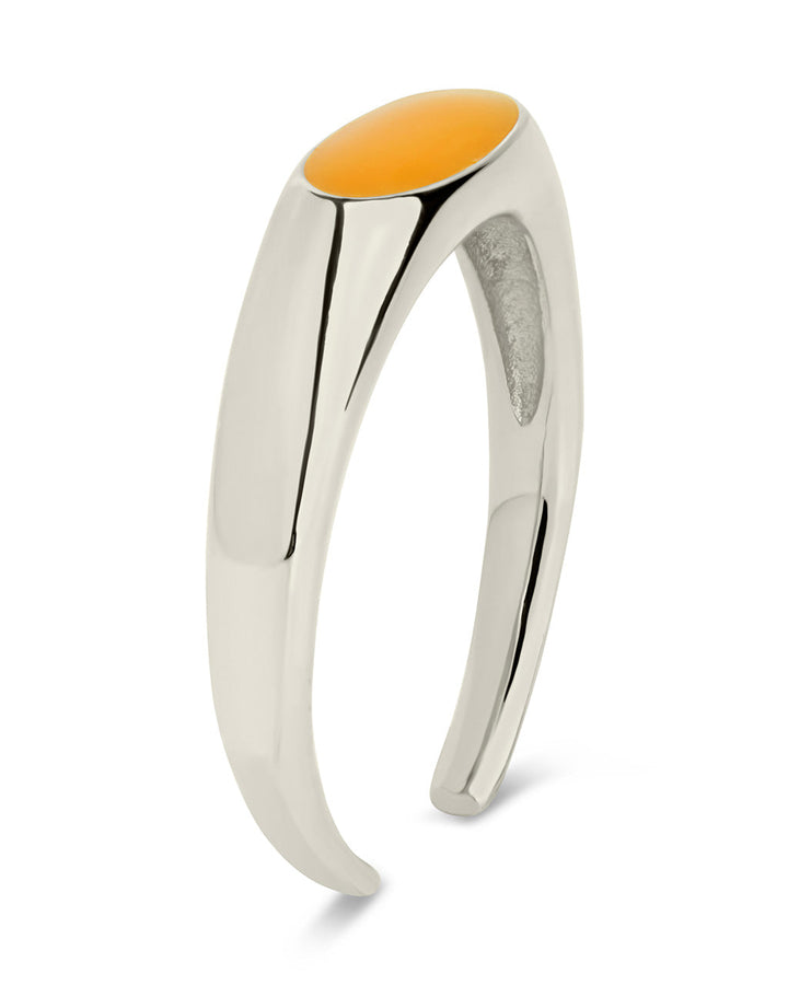 Sterling Silver Enamel Open Signet Ring