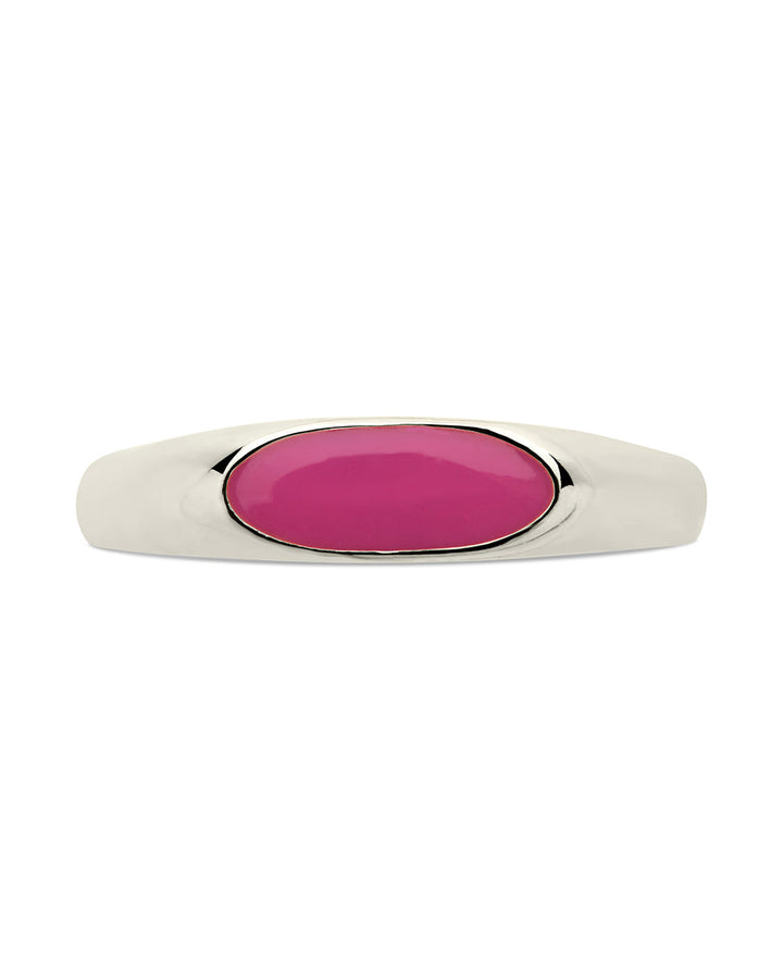 Sterling Silver Enamel Open Signet Ring