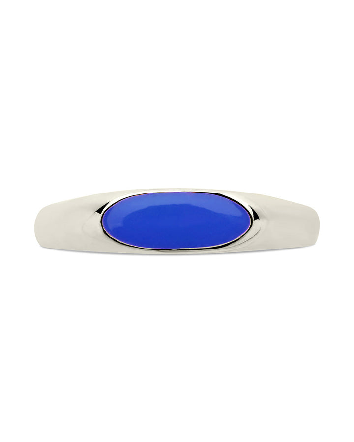 Sterling Silver Enamel Open Signet Ring