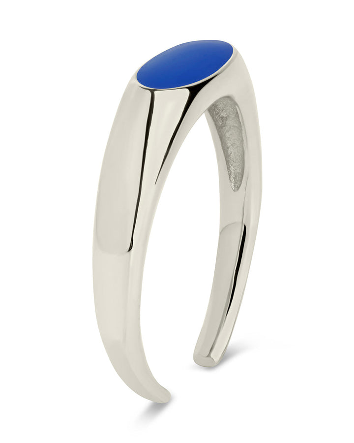 Sterling Silver Enamel Open Signet Ring
