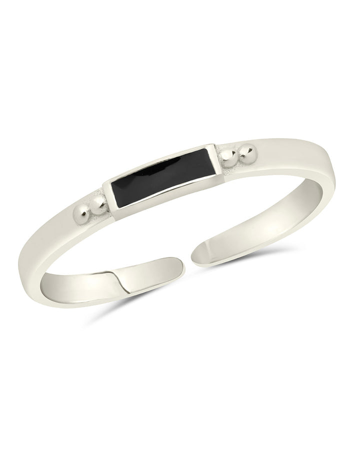 Sterling Silver Thin Enamel Open Signet Ring