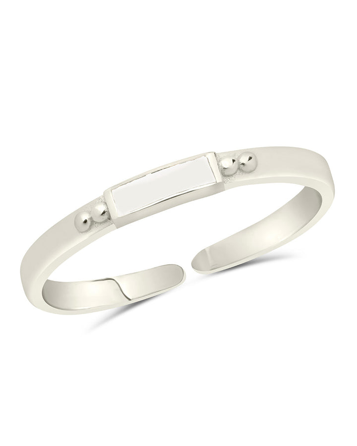 Sterling Silver Thin Enamel Open Signet Ring