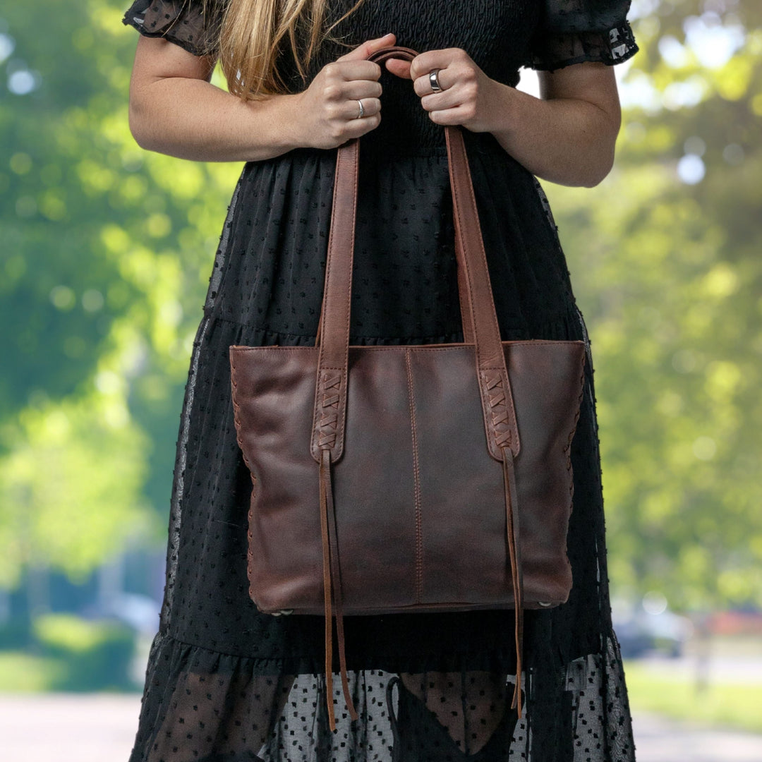 Concealed Carry Reagan Medium Leather Tote by Lady Conceal