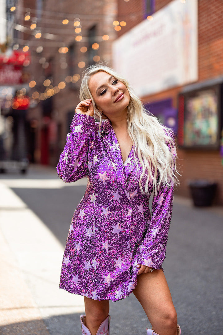 Riley Sequin Blazer Dress - Hypnotic Stars