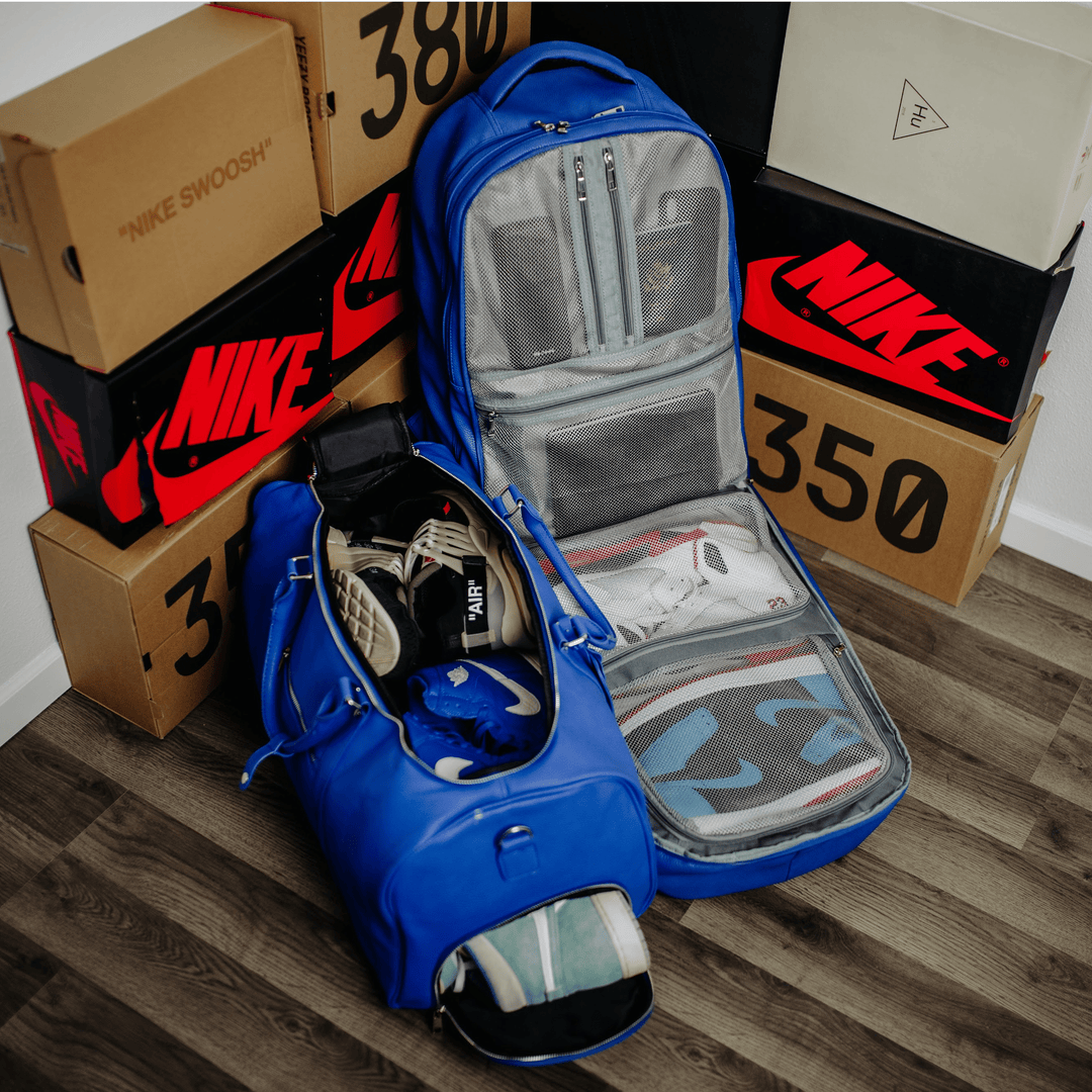 Royal Blue Leather Duffle Bag