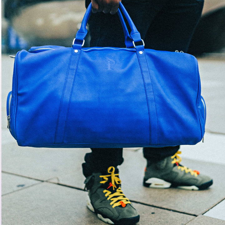 Royal Blue Leather Duffle Bag