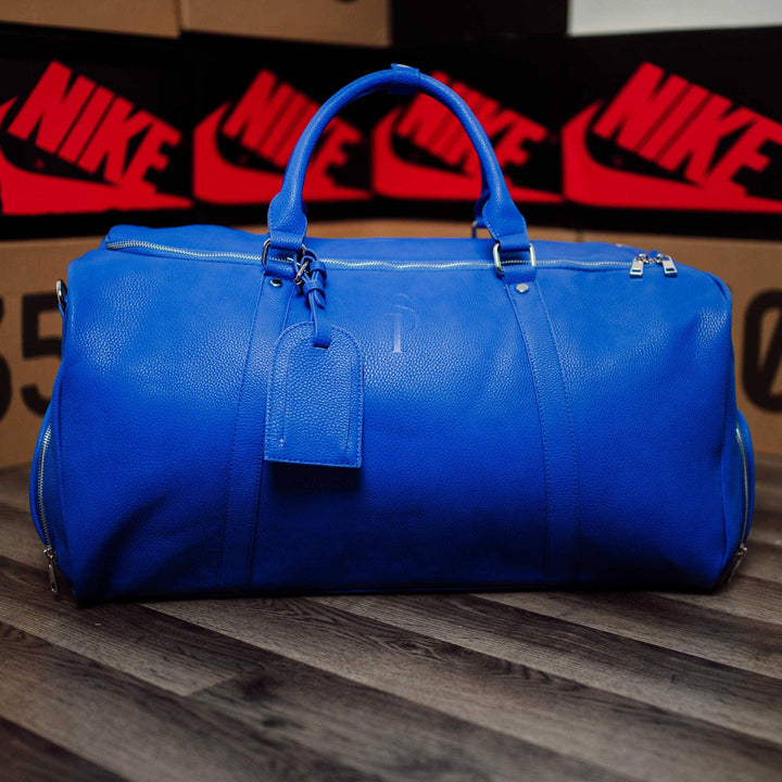 Royal Blue Leather Duffle Bag