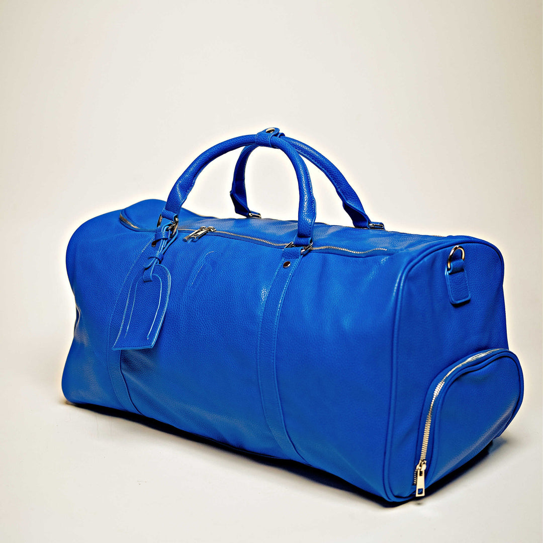 Royal Blue Leather Duffle Bag