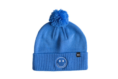 Cobalt Smiley Pom Pom Hat