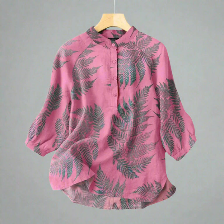 Vintage Cotton-Linen Button Down Blouse