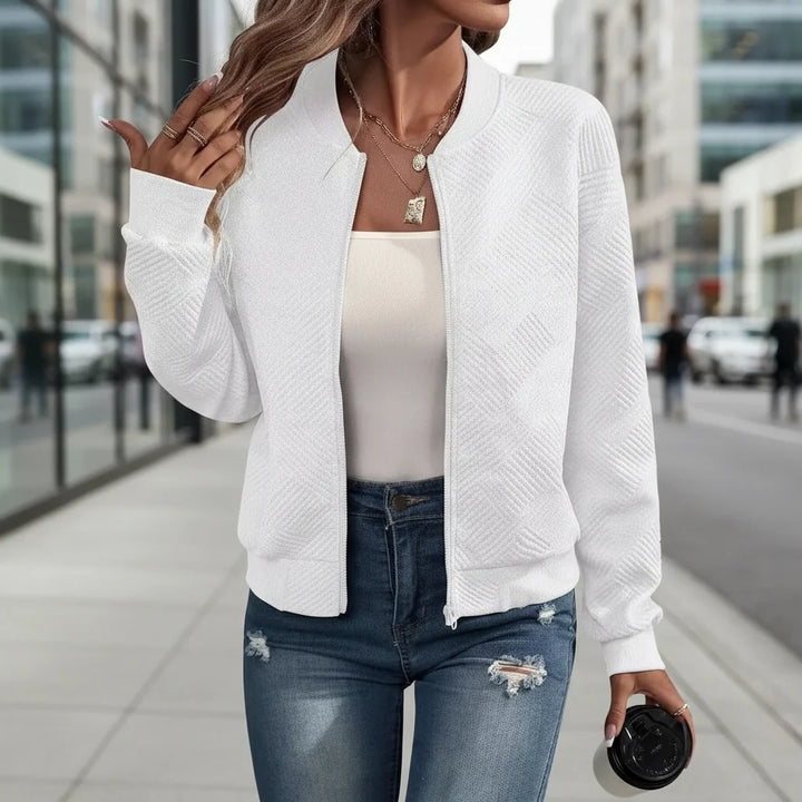 Women’s Solid-Color Zipper Stand-Collar Jacket