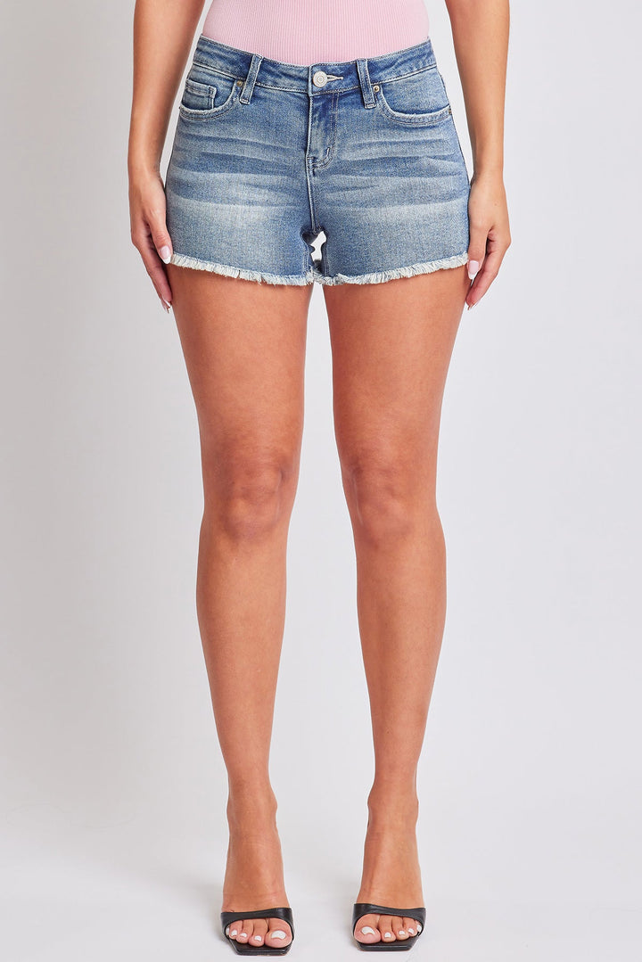 Women's Luxe Fray Hem Denim Low Rise Shorts
