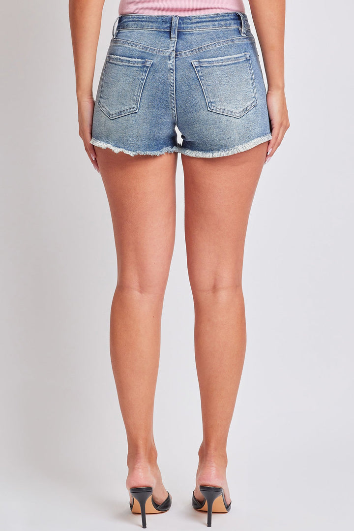Women's Luxe Fray Hem Denim Low Rise Shorts
