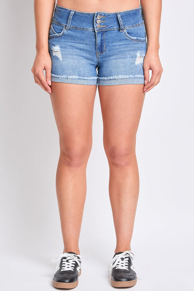 Women's WannaBettaButt 3 Button Cuffed Denim Shorts