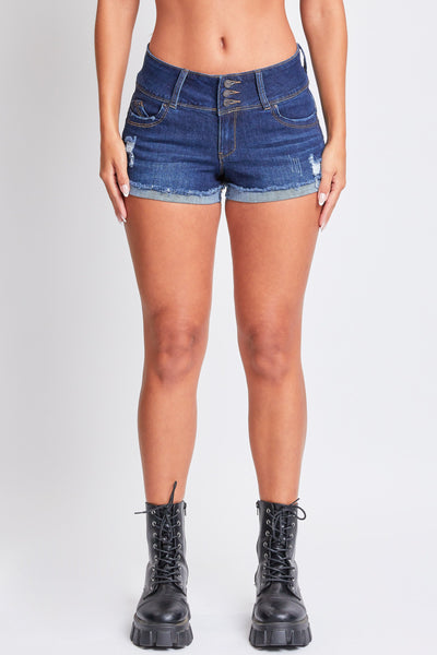 Women's WannaBettaButt 3 Button Cuffed Denim Shorts