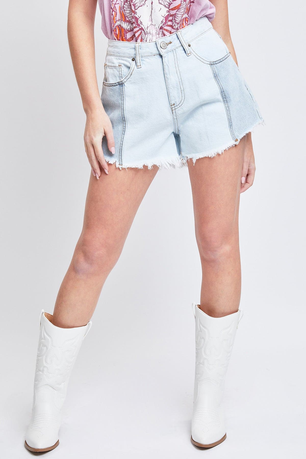 Women's  Colorblock Denim Shorts