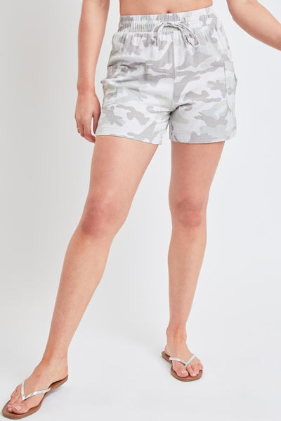 Women's Drawstring Waist Linen Shorts With Patch Pockets-Sale