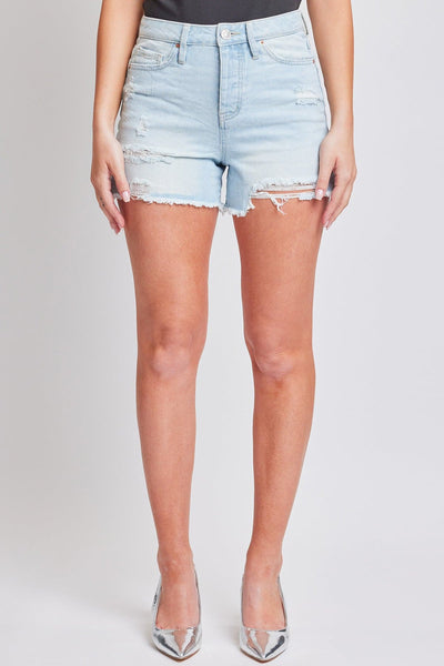 Women's Mom Fit  Shorts-Distressed