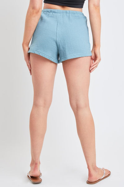 Women's Drawstring Textured Shorts With Pockets