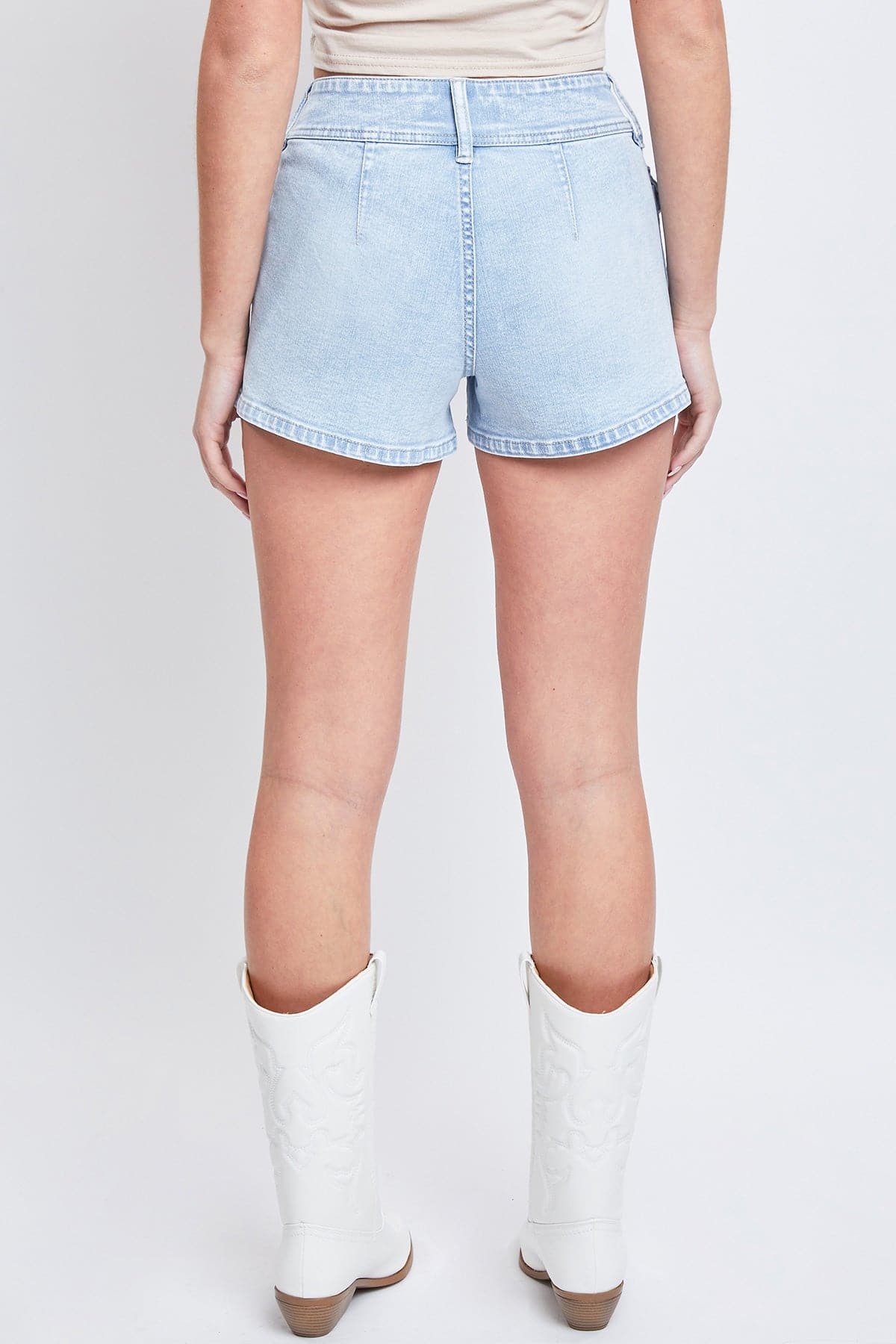 Women's Low Rise Denim Shorts with Side Patch Pockets