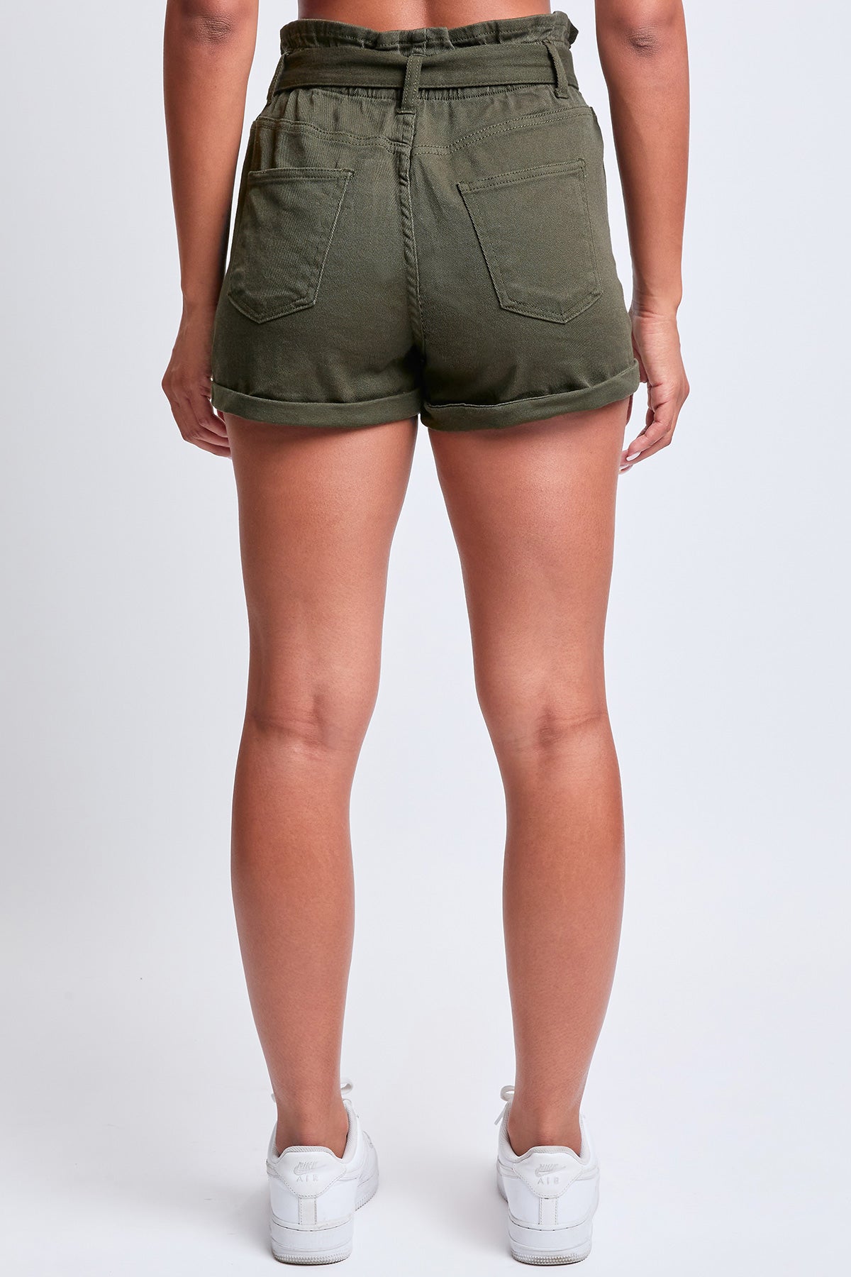 Women's Belted Paperbag Waist Shorts