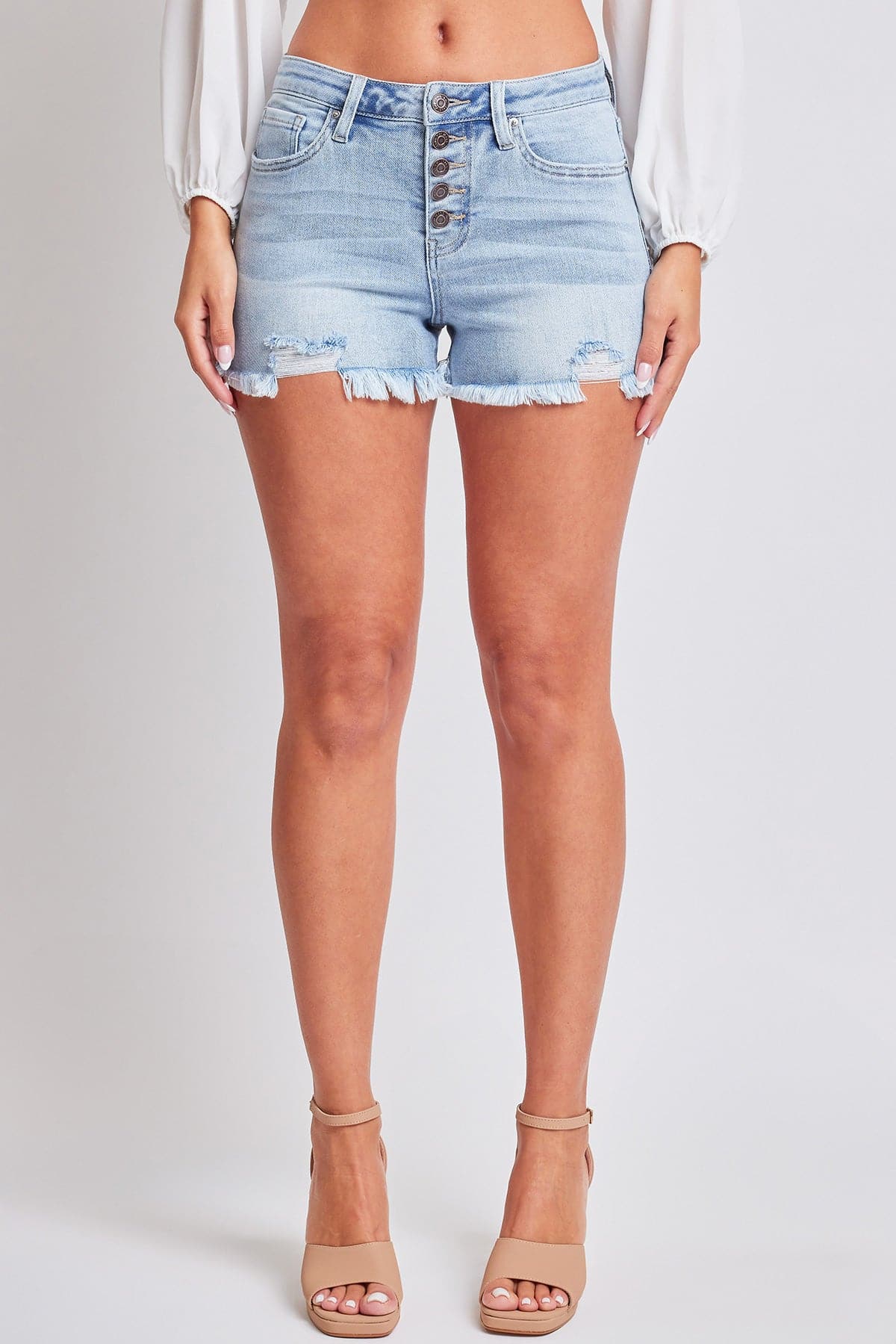 Women's High Rise Fray Hem Denim Short