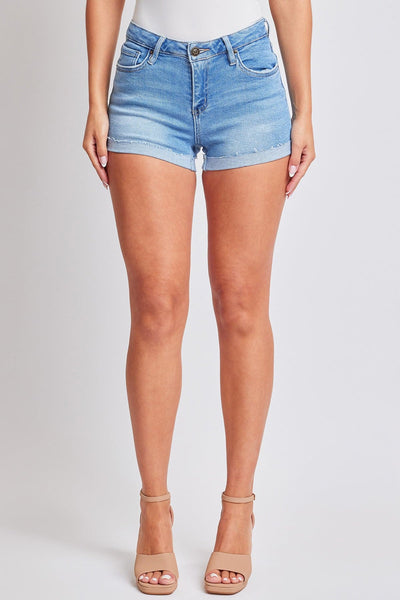 Women's Mid Rise Raw Edge Cuff Denim Short