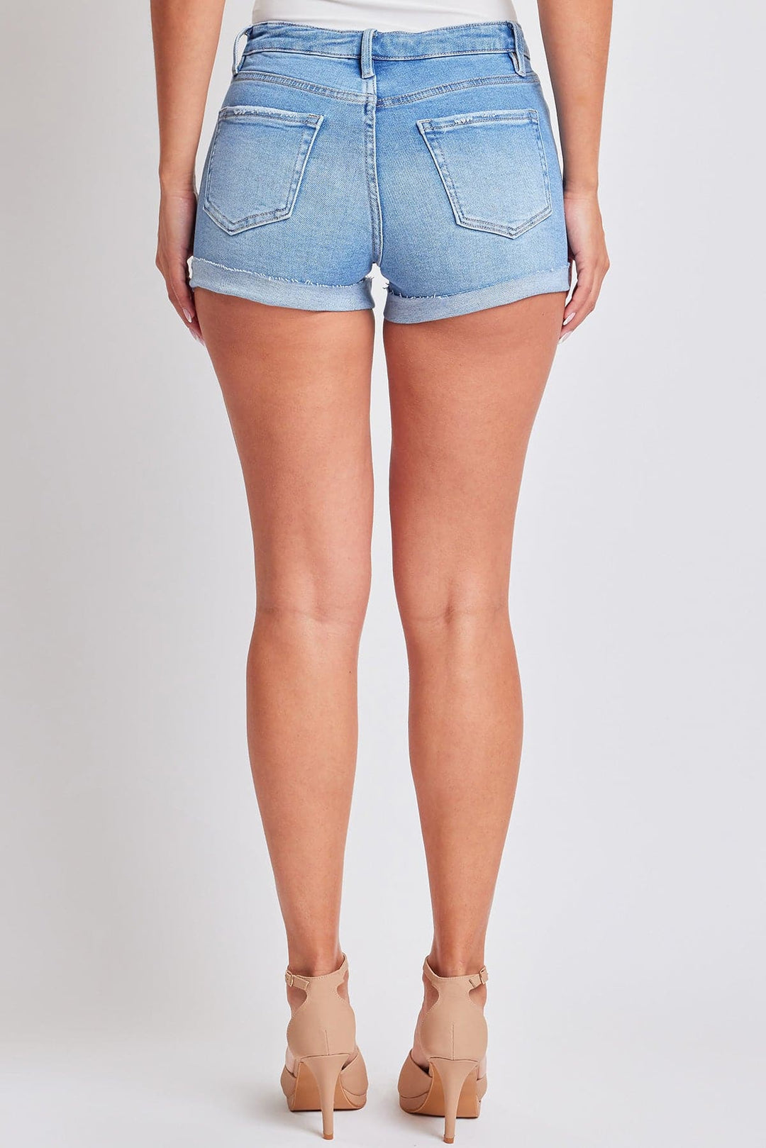 Women's Luxe Mid Rise Raw Edge Cuff Denim Short