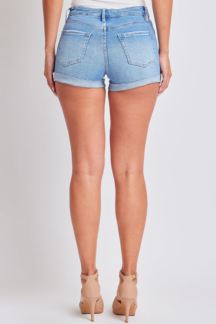 Women's Luxe Mid Rise Raw Edge Cuff Denim Short