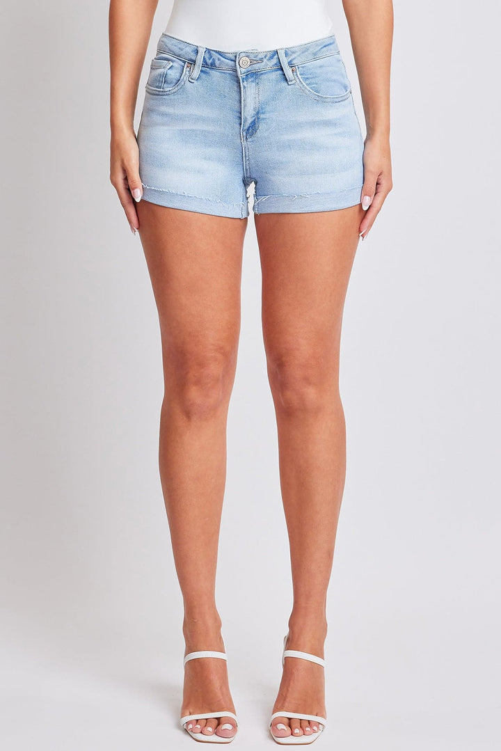 Women's Luxe Mid Rise Raw Edge Cuff Denim Short