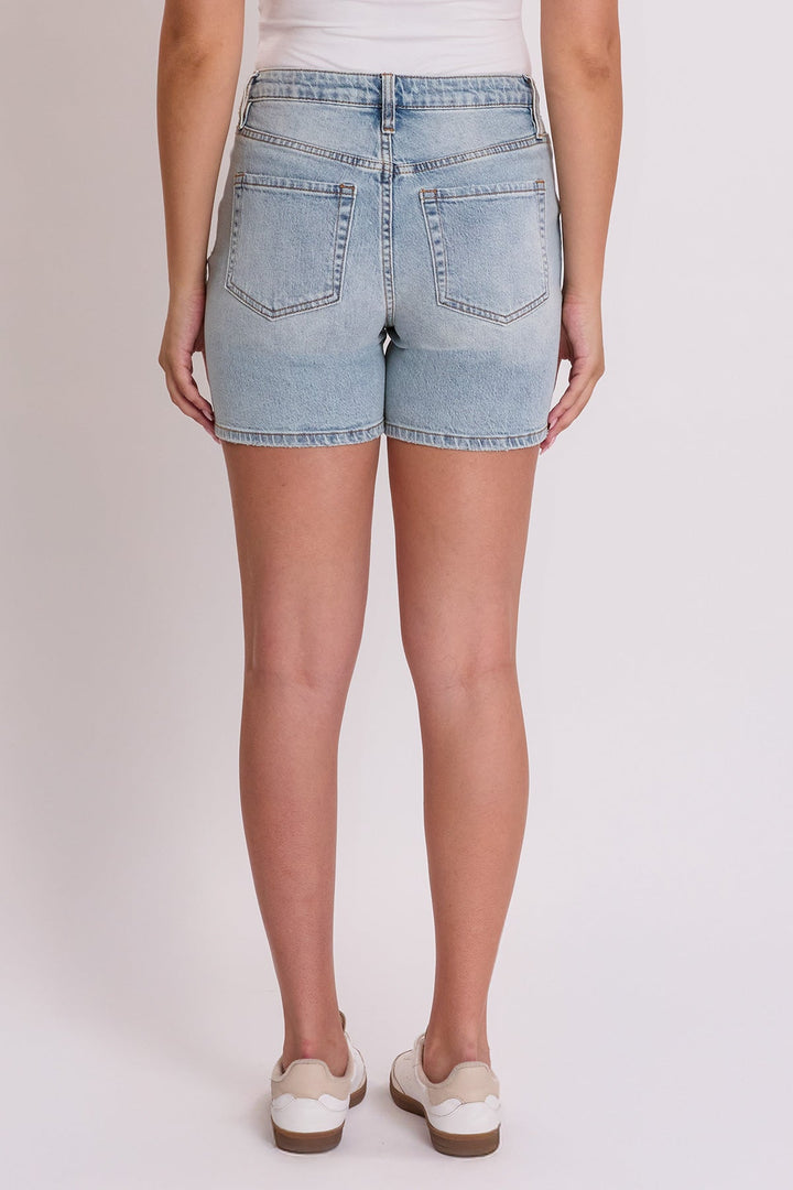 Women's Luxe High Rise Long Denim Shorts