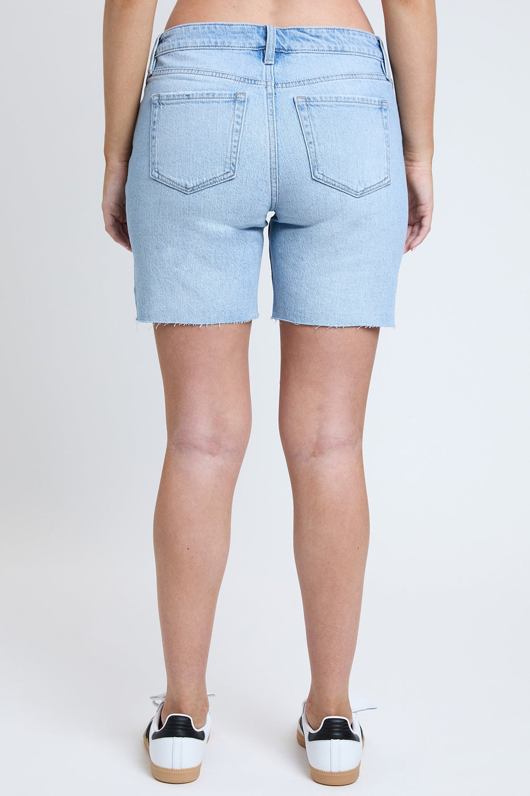 Women's Luxe Mid Rise Long Short with Raw Hem