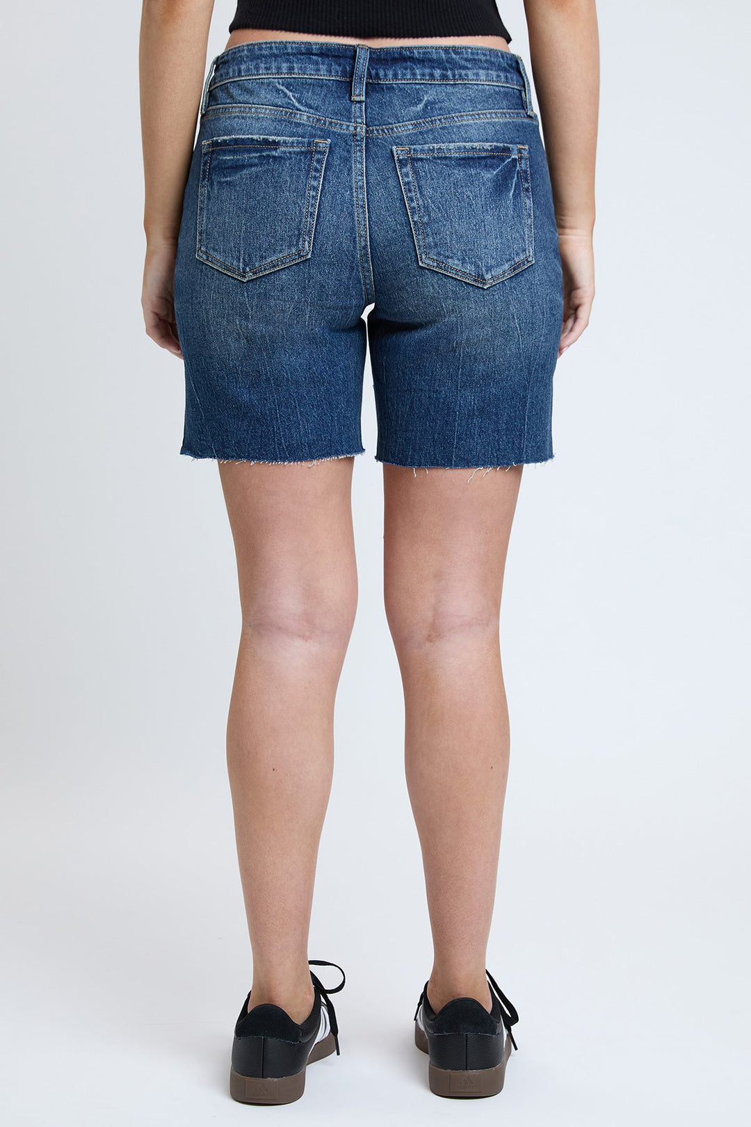 Women's Luxe Mid Rise Long Short with Raw Hem