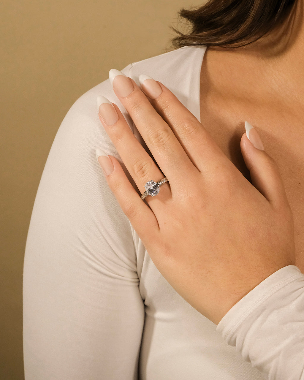 Sterling Silver Oval Engagement Ring