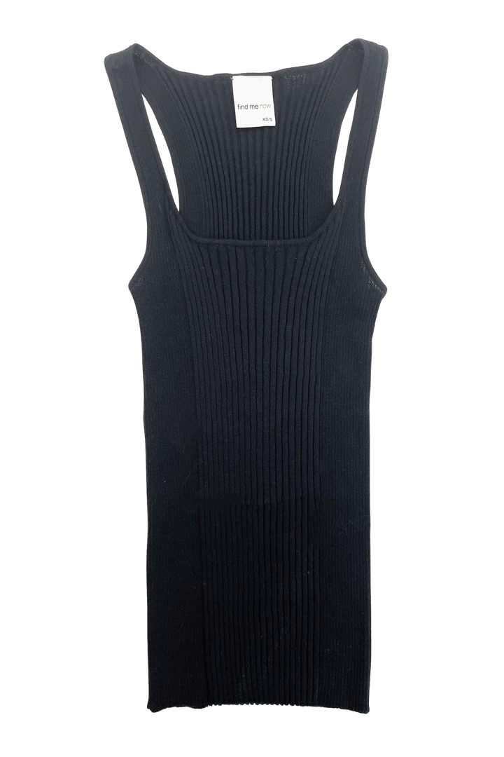 RIBBED KNIT TANK TOP IN BLACK