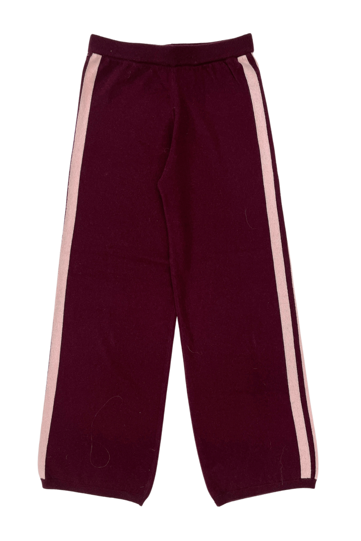 CASHMERE WOOL STRIPE WIDE-LEG PANT IN RASPBERRY