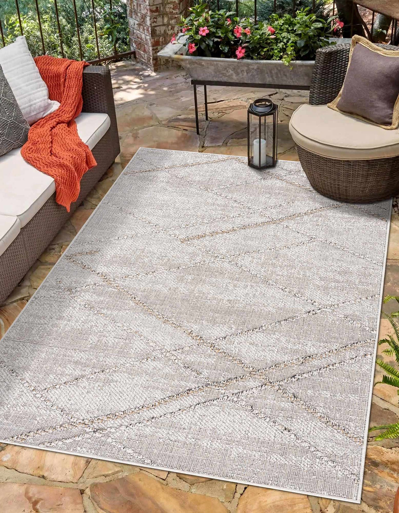 Baqer Bone & Tan Textured Performance Rug - Clearance