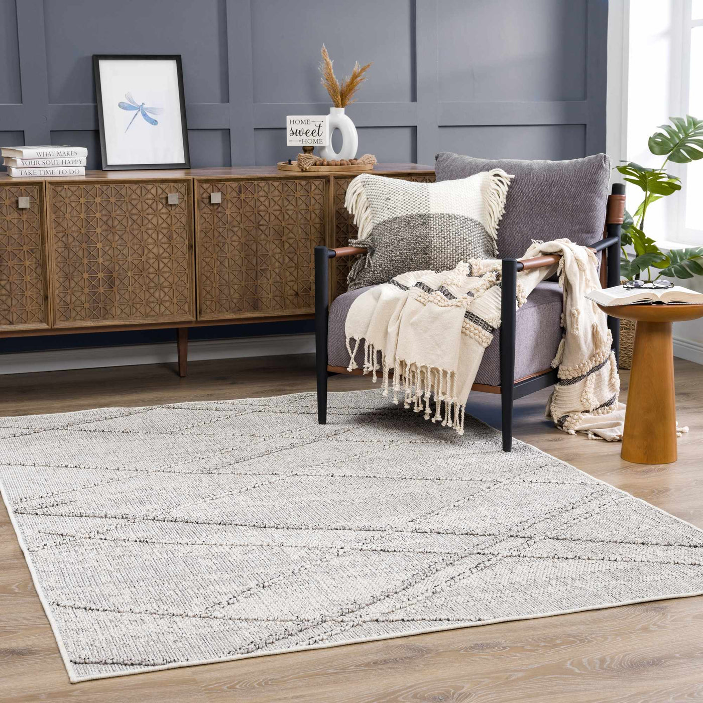 Baqer Bone & Taupe Textured Performance Rug - Clearance