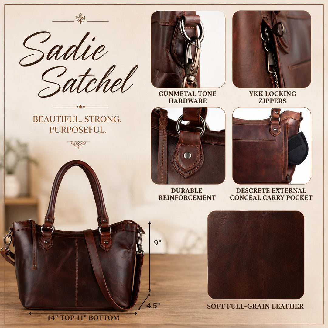 Concealed Carry Sadie Leather Satchel by Lady Conceal